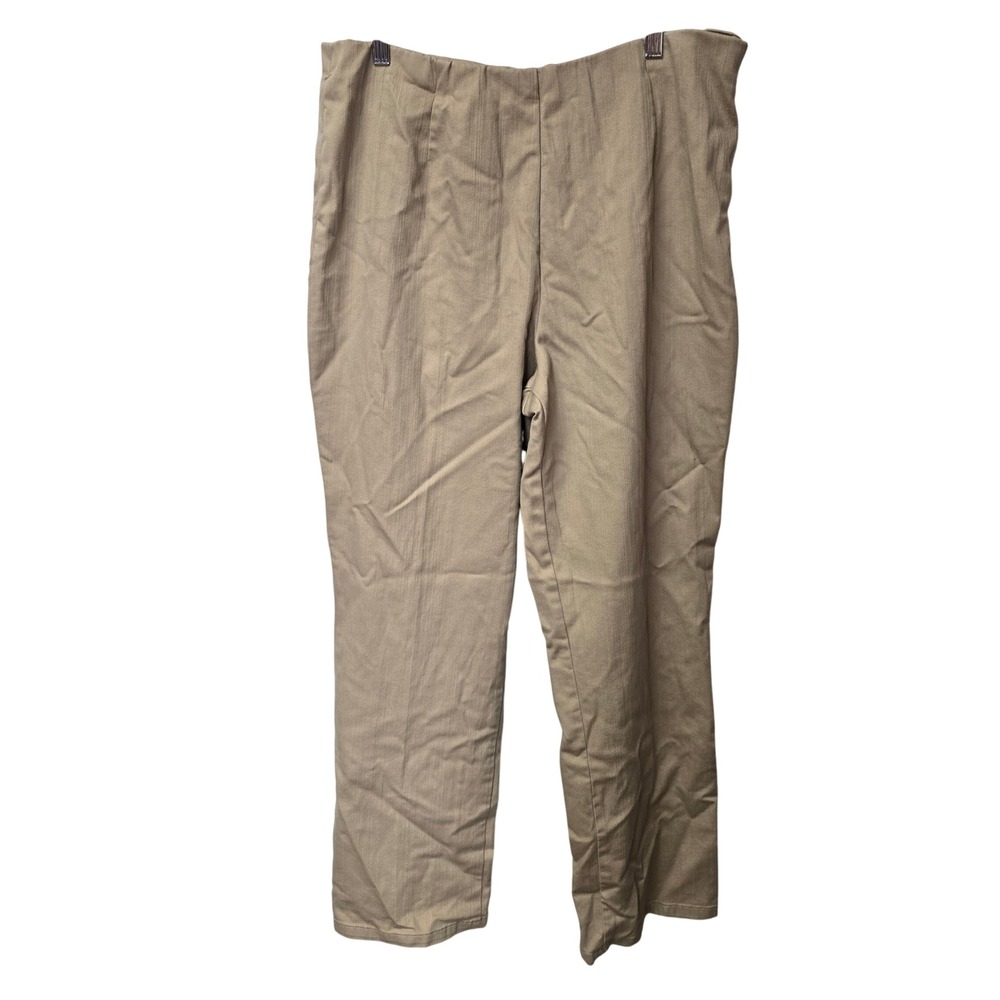 Westbound Womens Tan Khaki Pull On Straight Leg Pants Size 18 Regular Side Zip